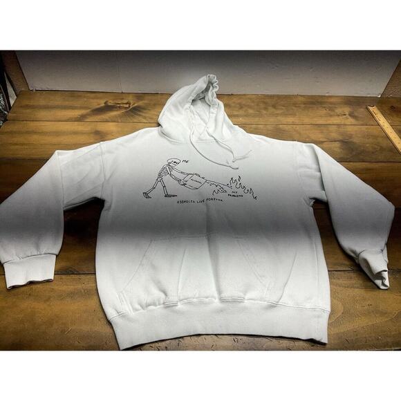Assholes*s Live Forever Hoodie Medium White Graphic Pullover Sweater - Picture 1 of 8